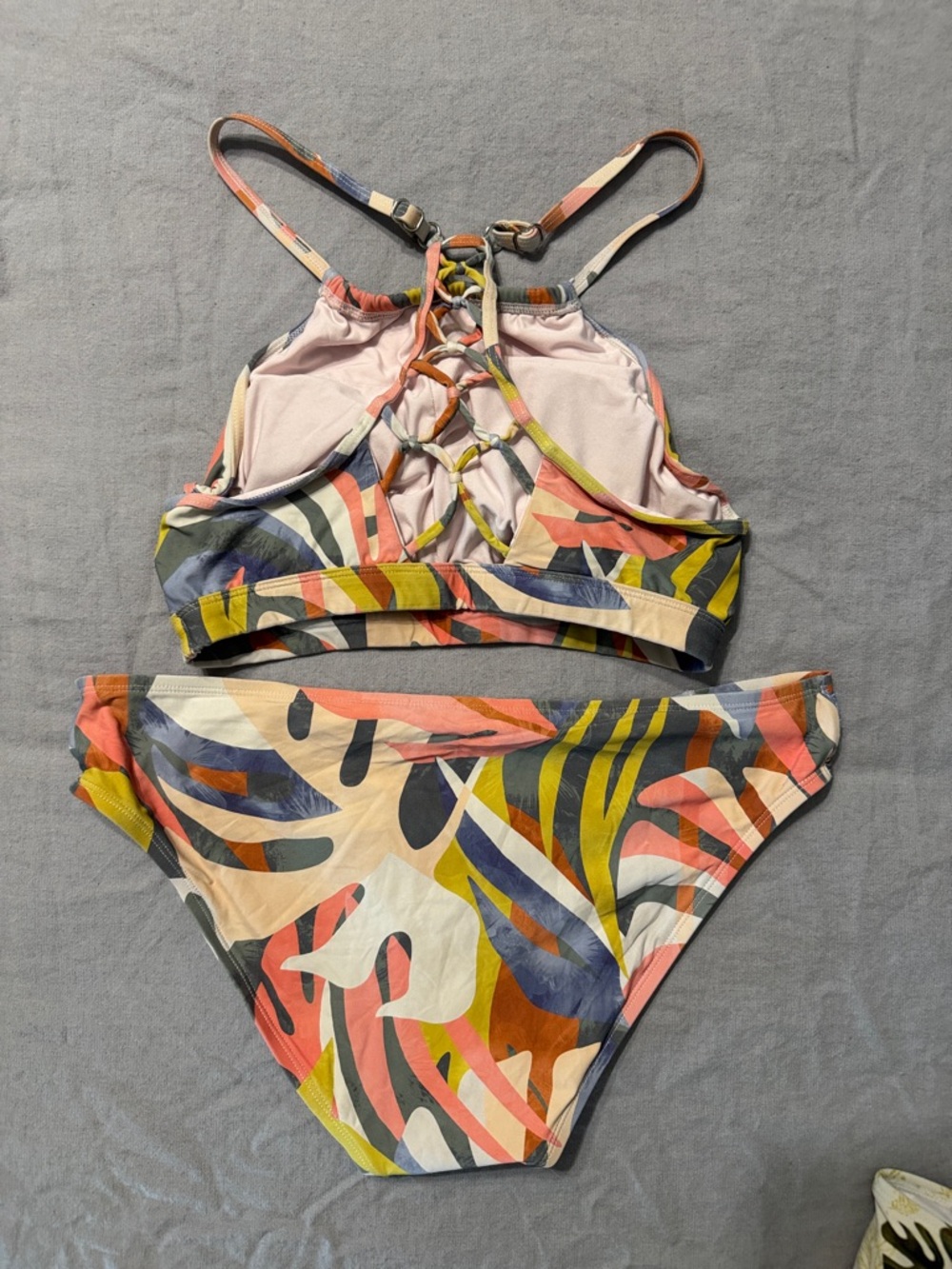 Title Nine Coral & Yellow Abstract Print Bikini Set - Picture 3 of 4